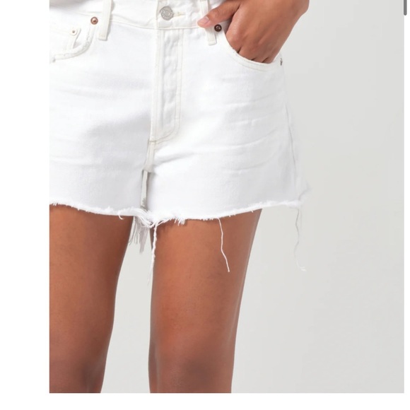 Agolde White Jean Parker Vintage Denim Cutoff Fringe Shorts Size 27 - Picture 2 of 11